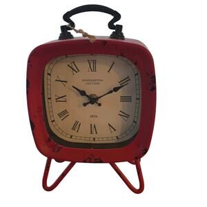 Whimsy & Co Red & White Contemporary Analogue Table Clock – EUC